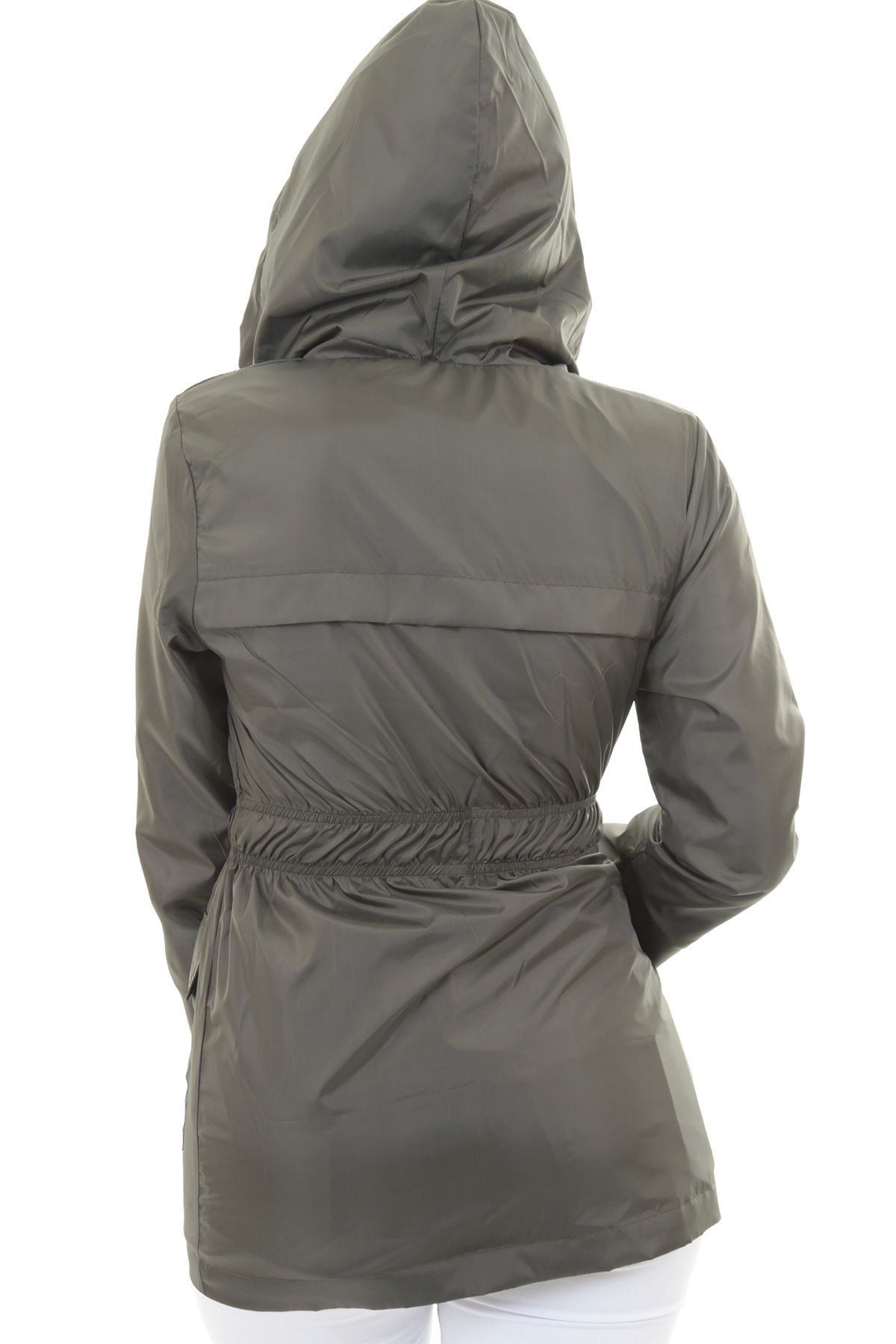 Ladies High Neck Lightweight Shower Proof Unlined Zipper Hooded Coat Jacket eBay