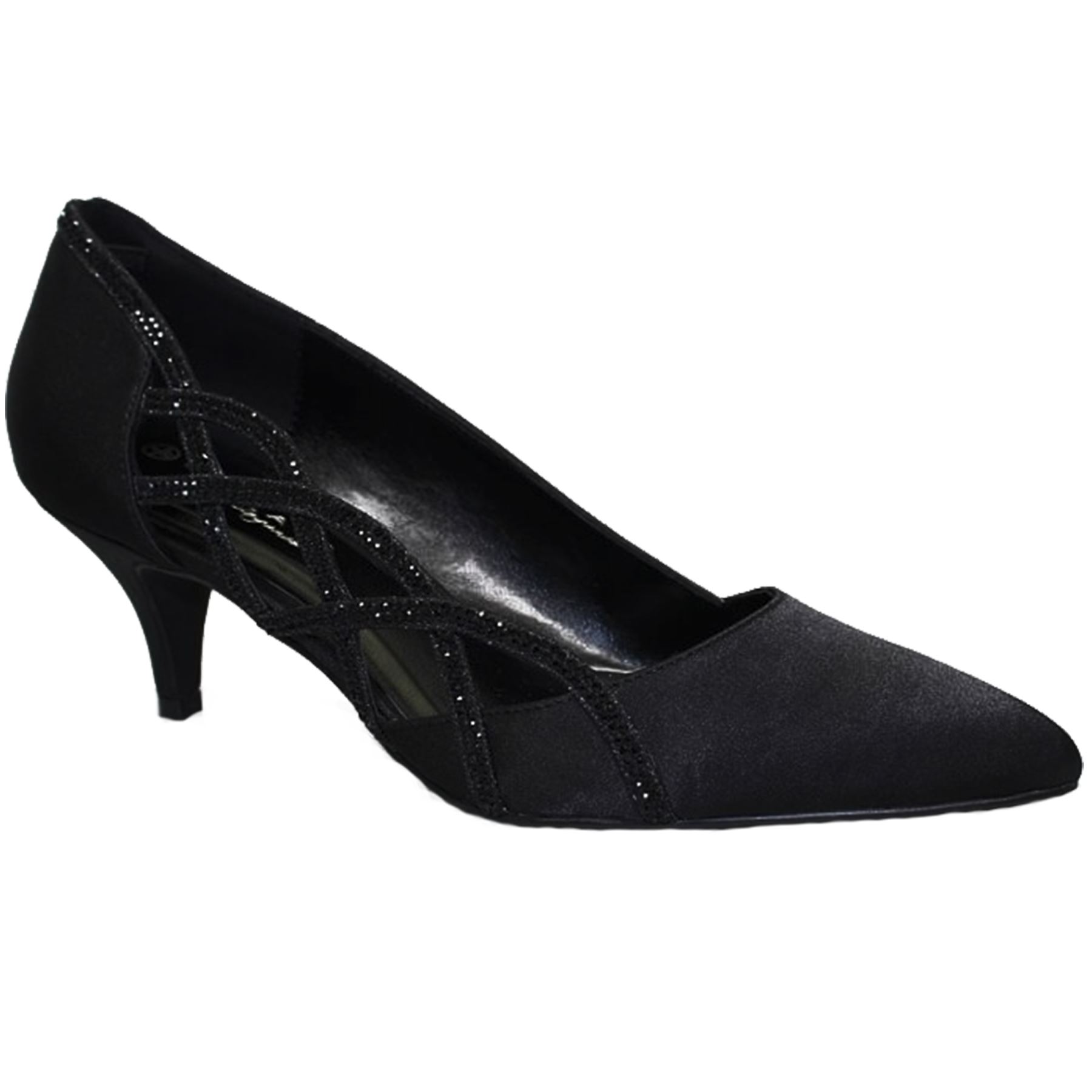 FLR365 Honor Diamante Satin Feel Pointed Toe Slip On Court Shoe Heel Clutch | eBay