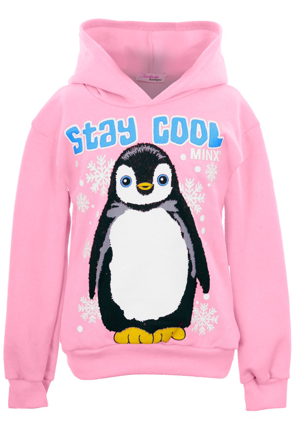 Girls Hooded Stay Cool Christmas Penguin Children's Pull Over Hoodie