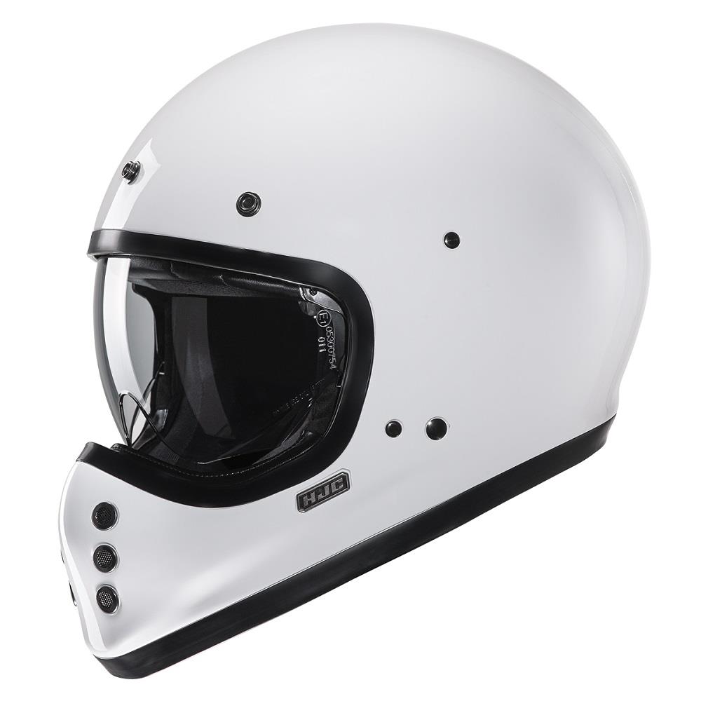 HJC V60 Vintage Motorcycle Helmet Classic Full Face Motorbike Lid Black White - Picture 15 of 18