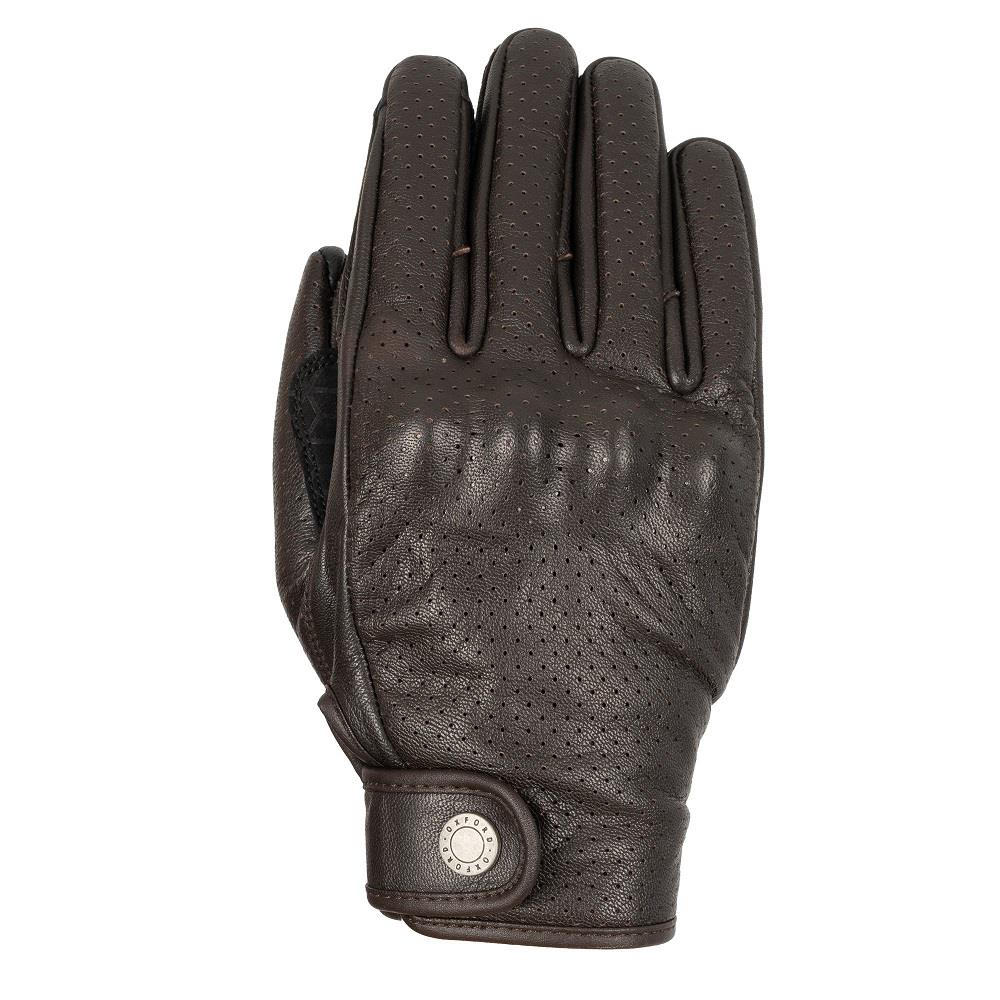 Oxford Henlow Air Short Leather Motorcycle Gloves Classic Summer Black Brown - Picture 9 of 13