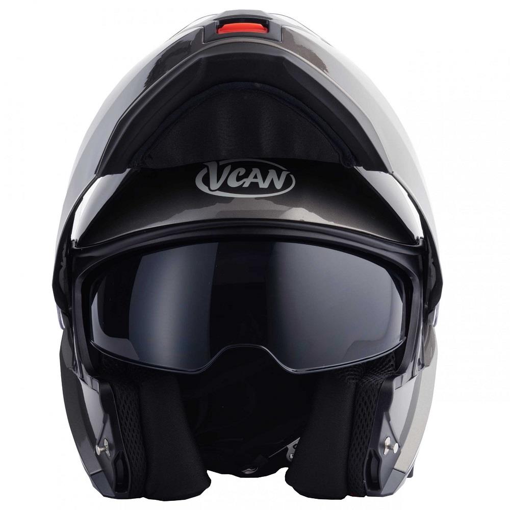Vcan H272 Plain Flip Front Motorcycle Helmet Touring Modular Lid Black White - Picture 6 of 24