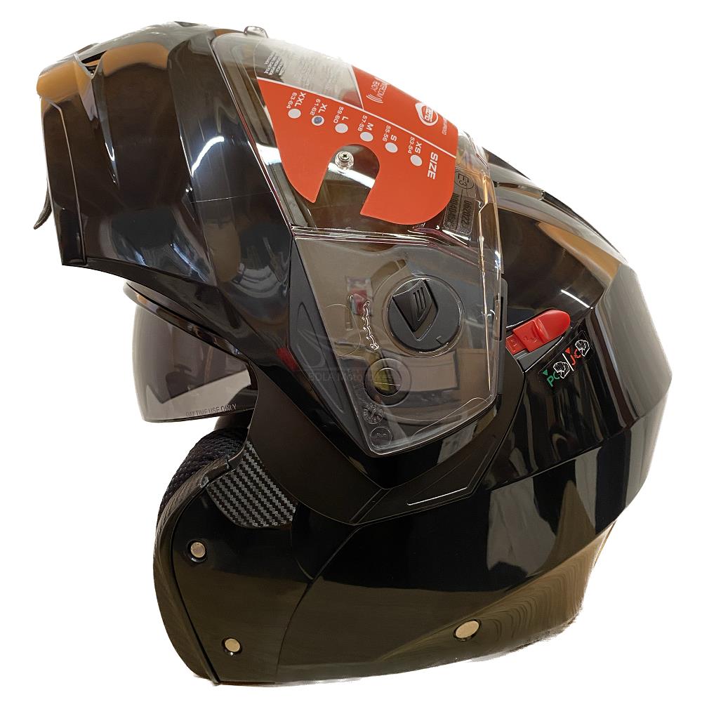 Casco de motocicleta plegable inteligente Caberg Duke X scooter modular liso negro brillante - Imagen 10 de 54