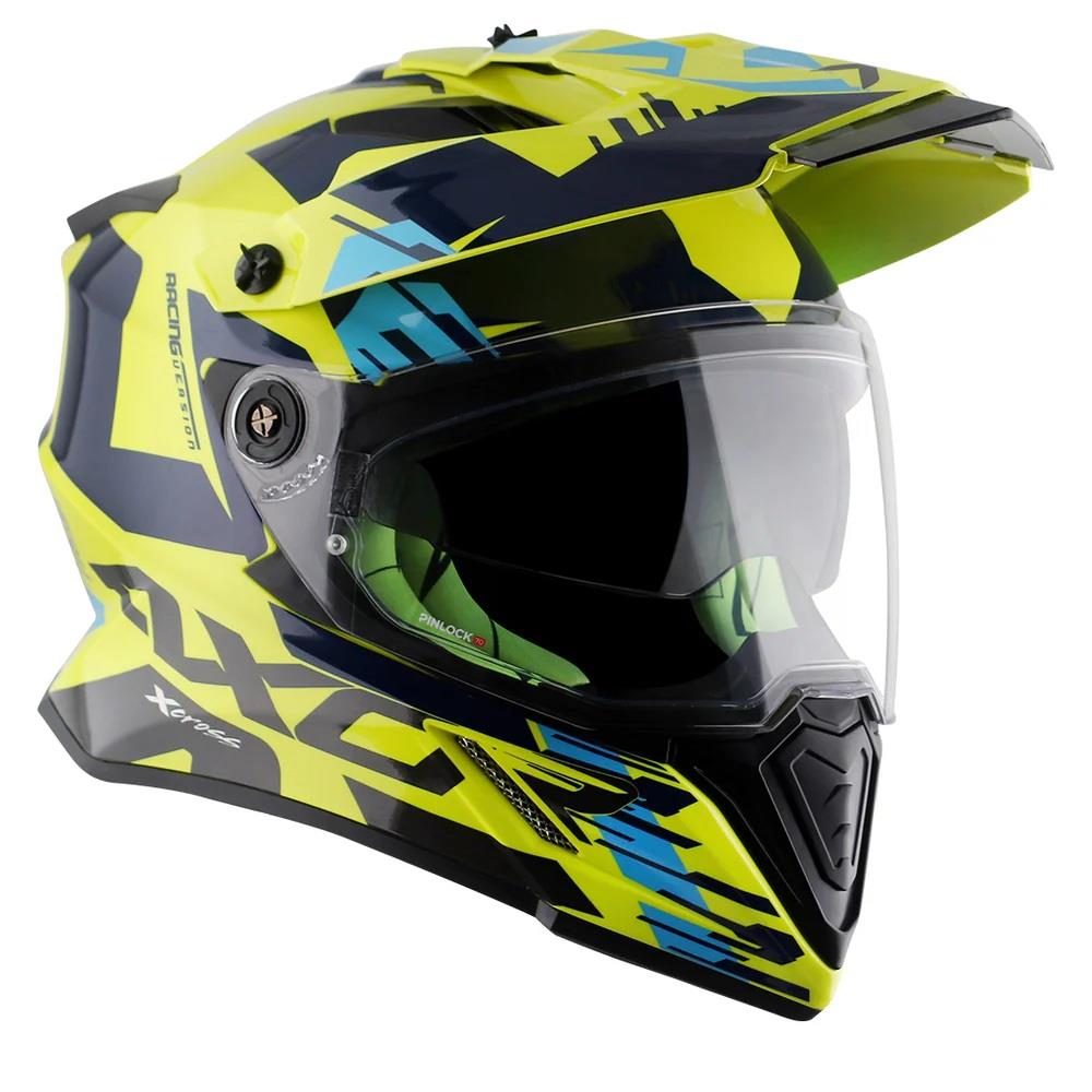 Axor X-Cross X1 Motorcycle Helmet Blue Yellow White Road Legal ECE 22.06 - Picture 18 of 20