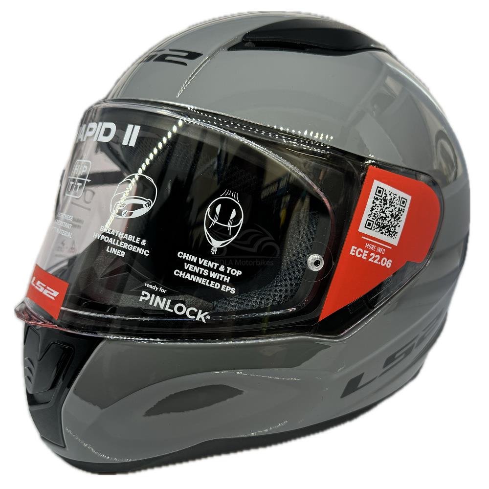 LS2 FF353 Rapid II Plain Motorcycle Helmet Full Face Moped Black White Grey - Picture 34 of 45