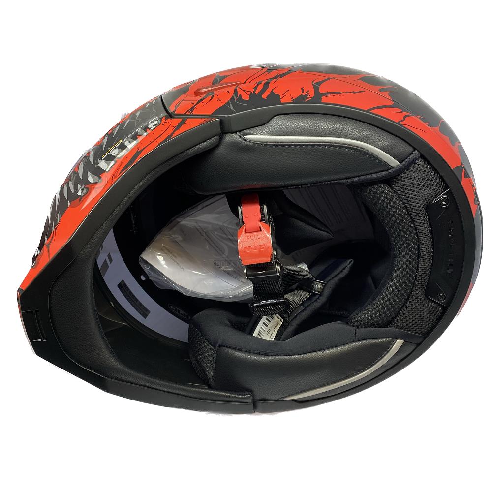 HJC I20 Scraw Convertible Motorcycle Helmet Skull Open Face Mask Black Red - Picture 10 of 10