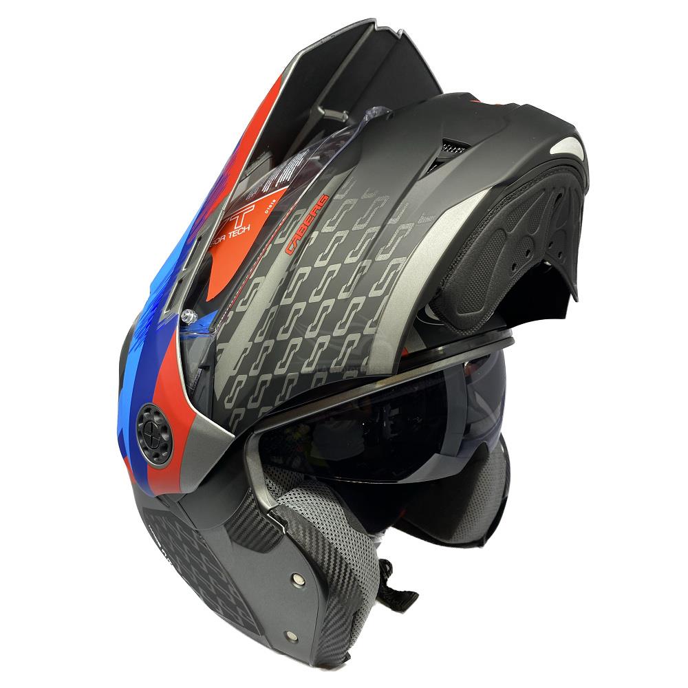 Caberg Tourmax X Sarabe Flip Adventure Motorcycle Helmet Dual Sport Blue Red - Picture 11 of 30