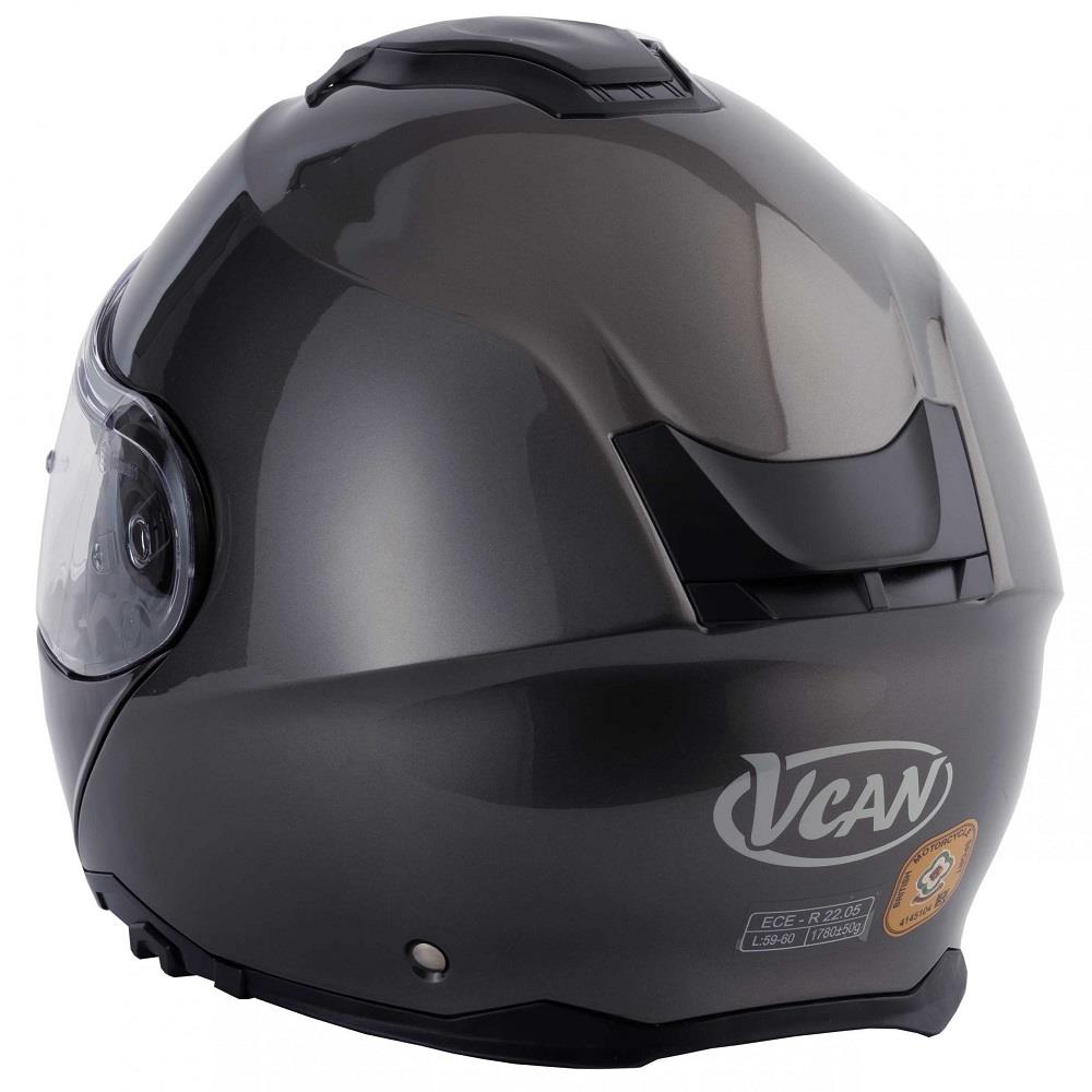 Vcan H272 Plain Flip Front Motorcycle Helmet Touring Modular Lid Black White - Picture 7 of 24