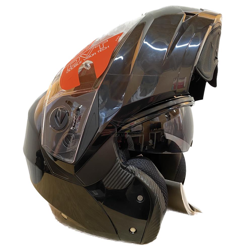 Casco de motocicleta plegable inteligente Caberg Duke X scooter modular liso negro brillante - Imagen 12 de 54
