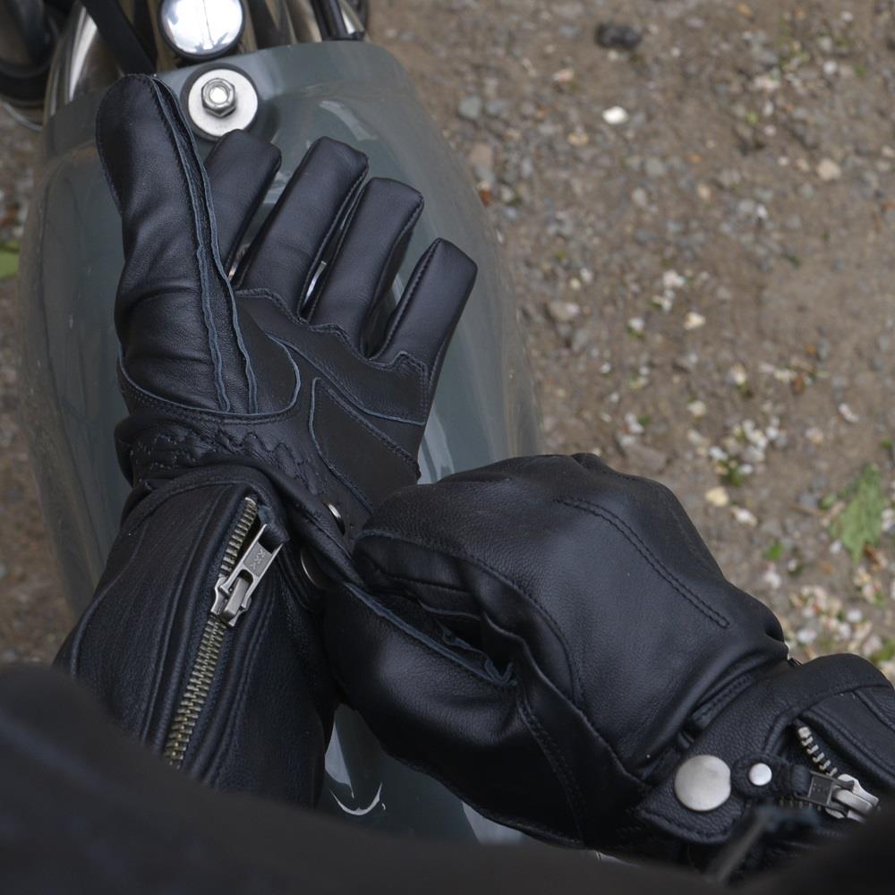 Oxford Holton Mens Short Leather Motorcycle Touring Gloves Cruiser Cafe