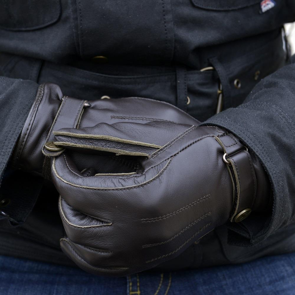 Oxford Holton Mens Short Leather Motorcycle Touring Gloves Cruiser Cafe