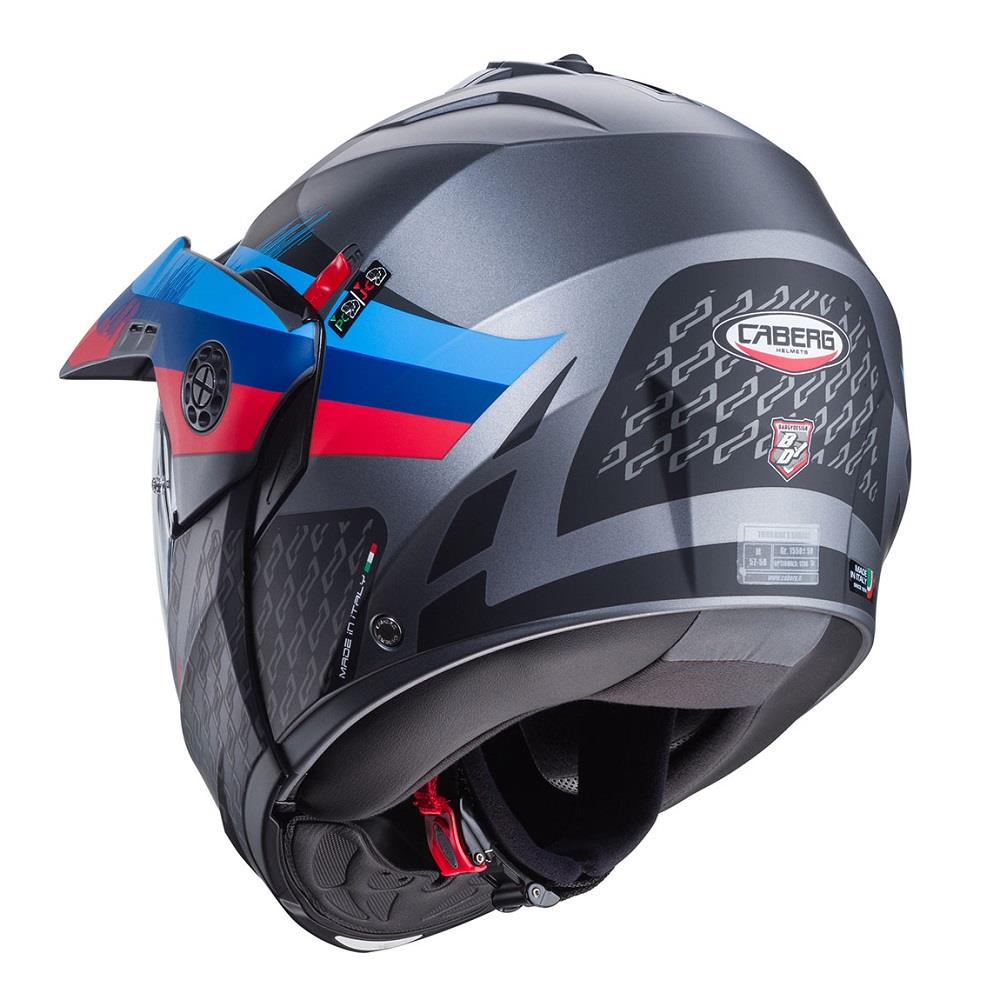 Caberg Tourmax X Sarabe Flip Adventure Motorcycle Helmet Dual Sport Blue Red - Picture 7 of 30