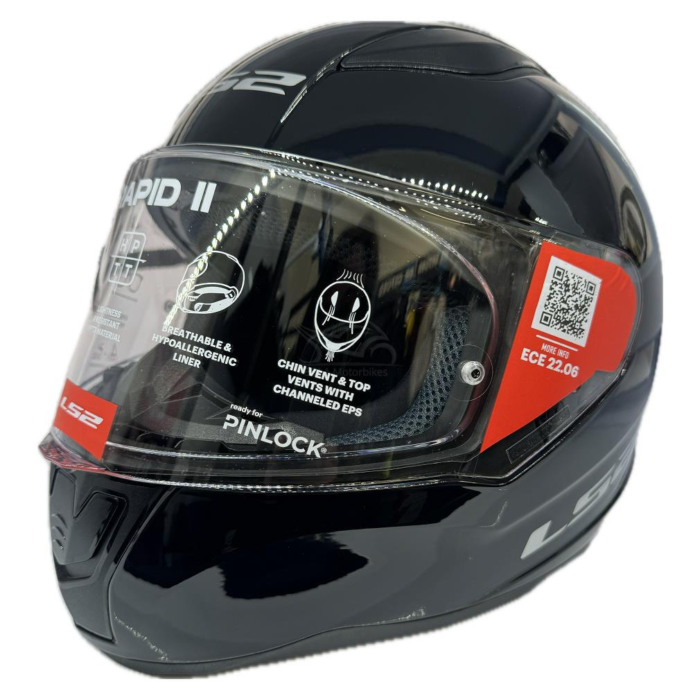 LS2 FF353 Rapid II Plain Motorcycle Helmet Full Face Moped Black White Grey - Picture 18 of 45
