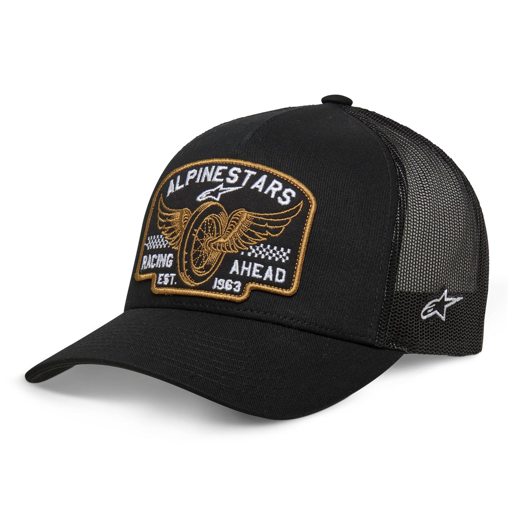 Alpinestars Heritage Patch Trucker Hat Baseball Cap Snap Back Black Red Khaki