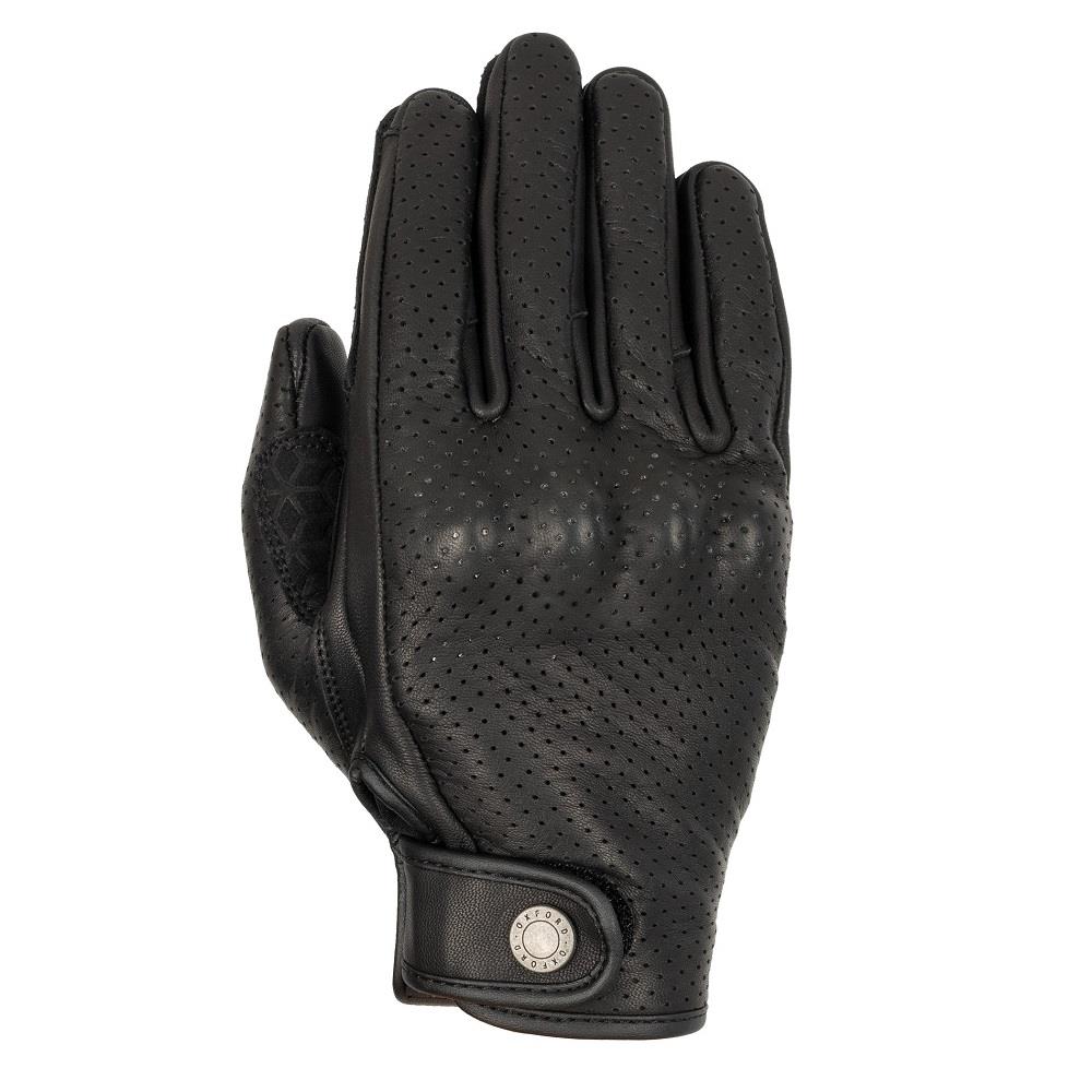 Oxford Henlow Air Short Leather Motorcycle Gloves Classic Summer Black Brown - Picture 3 of 13