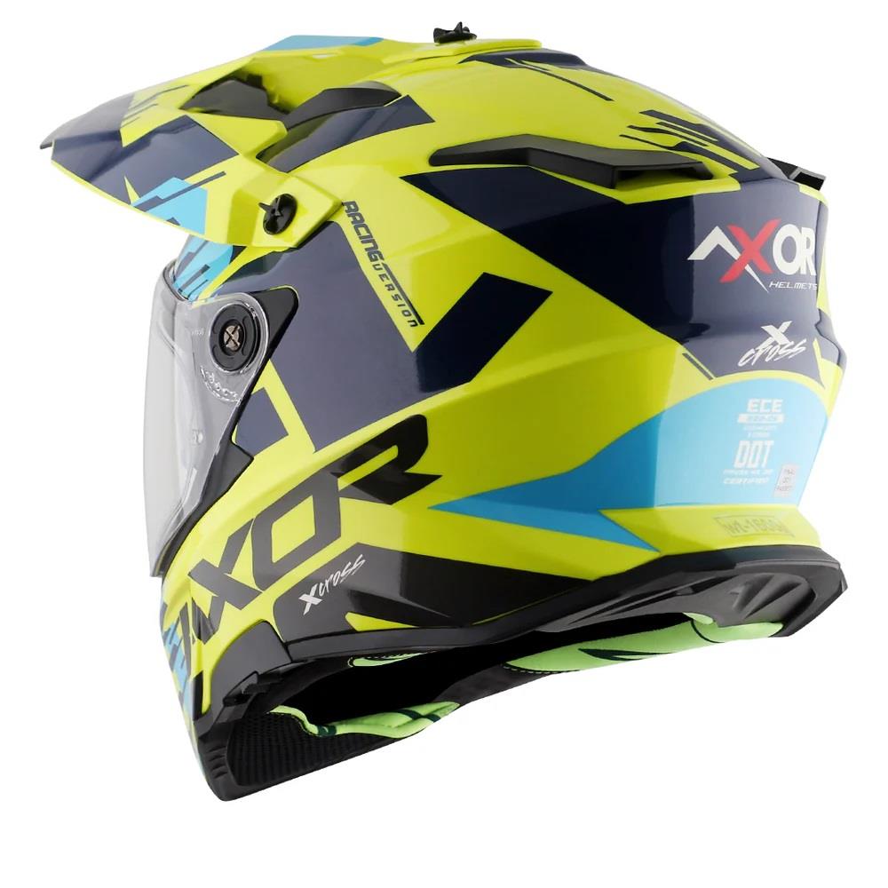 Axor X-Cross X1 Motorcycle Helmet Blue Yellow White Road Legal ECE 22.06 - Picture 14 of 20