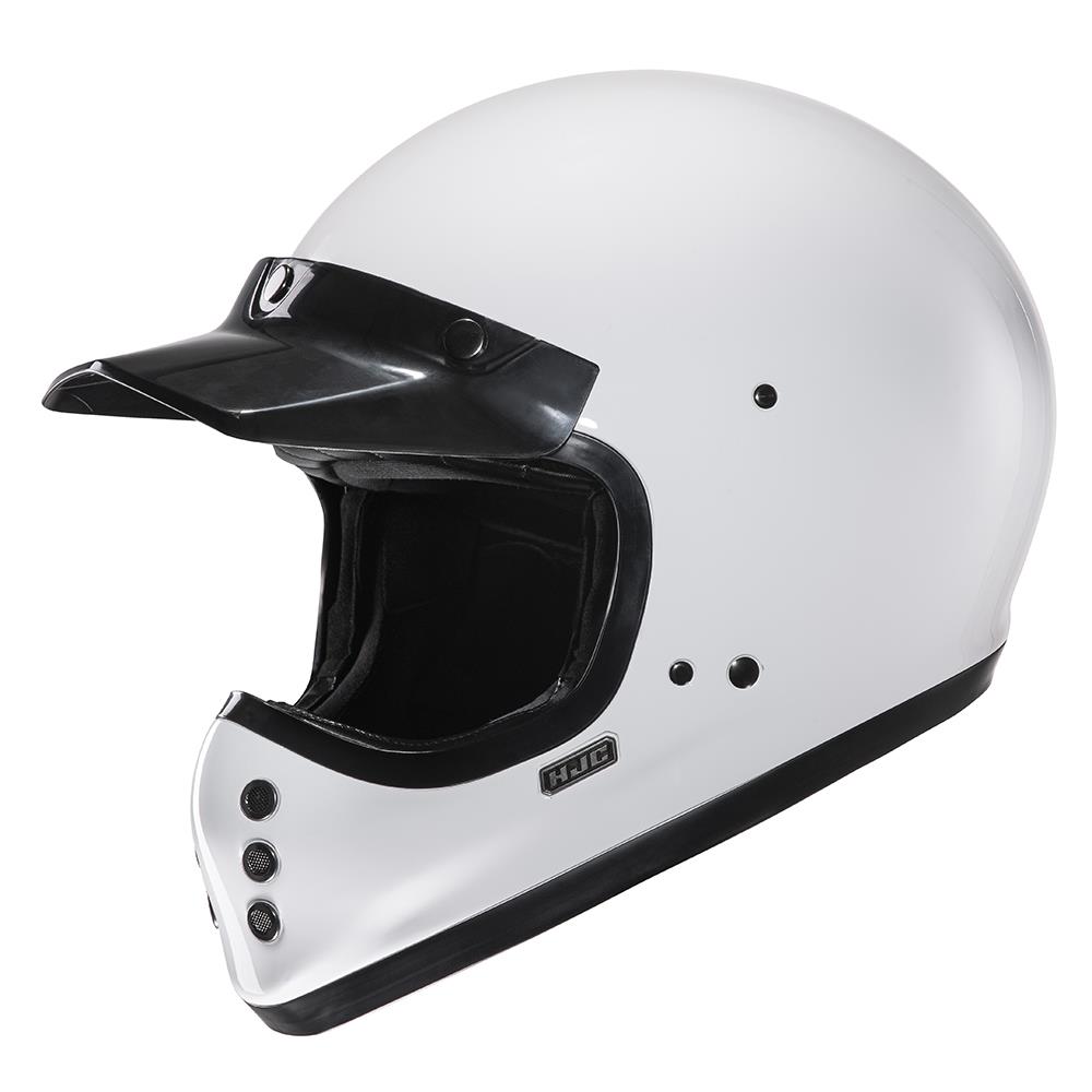 HJC V60 Vintage Motorcycle Helmet Classic Full Face Motorbike Lid Black White - Picture 14 of 18