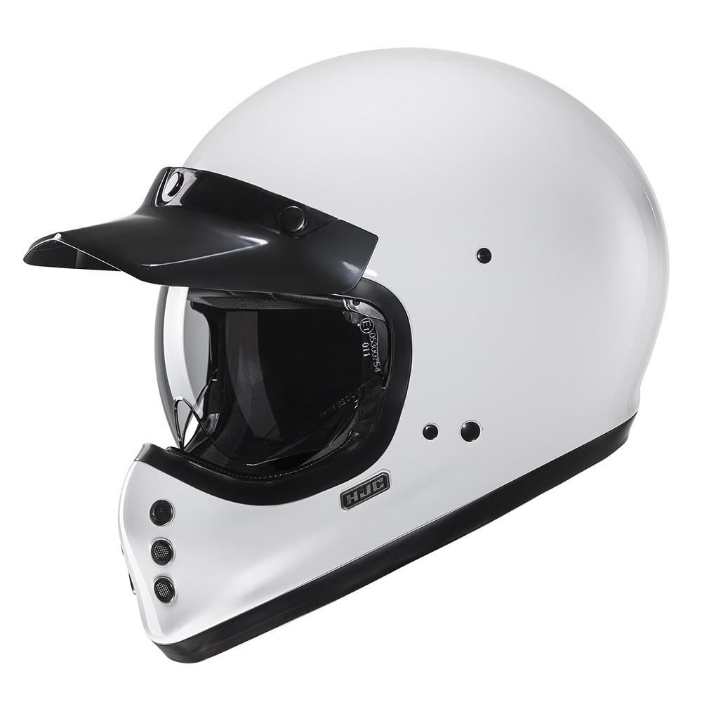 HJC V60 Vintage Motorcycle Helmet Classic Full Face Motorbike Lid Black White - Picture 16 of 18