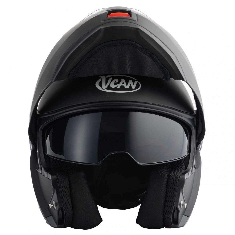 Vcan H272 Plain Flip Front Motorcycle Helmet Touring Modular Lid Black White - Picture 19 of 24