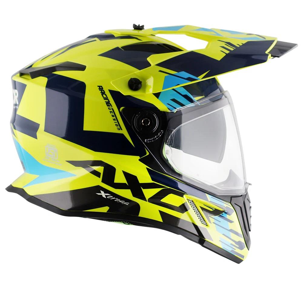 Axor X-Cross X1 Motorcycle Helmet Blue Yellow White Road Legal ECE 22.06 - Picture 17 of 20
