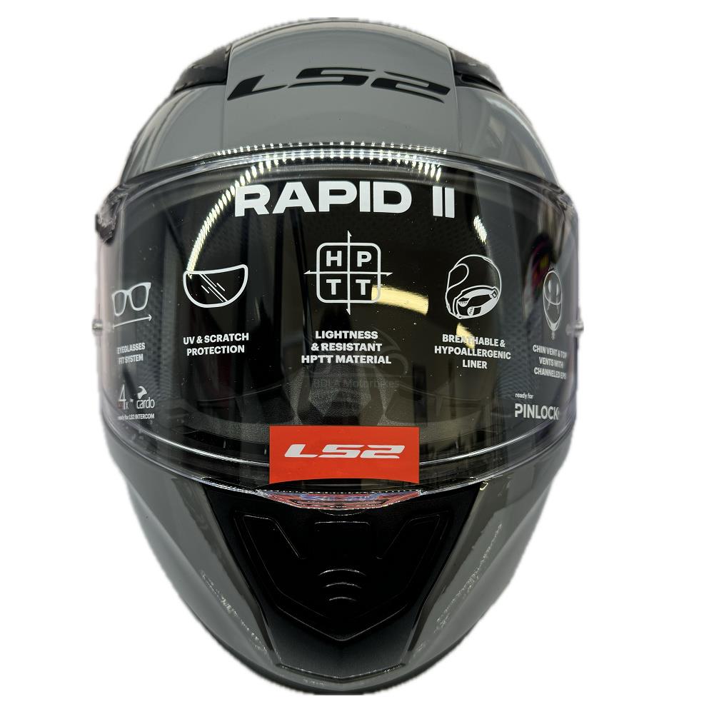 LS2 FF353 Rapid II Plain Motorcycle Helmet Full Face Moped Black White Grey - Picture 33 of 45
