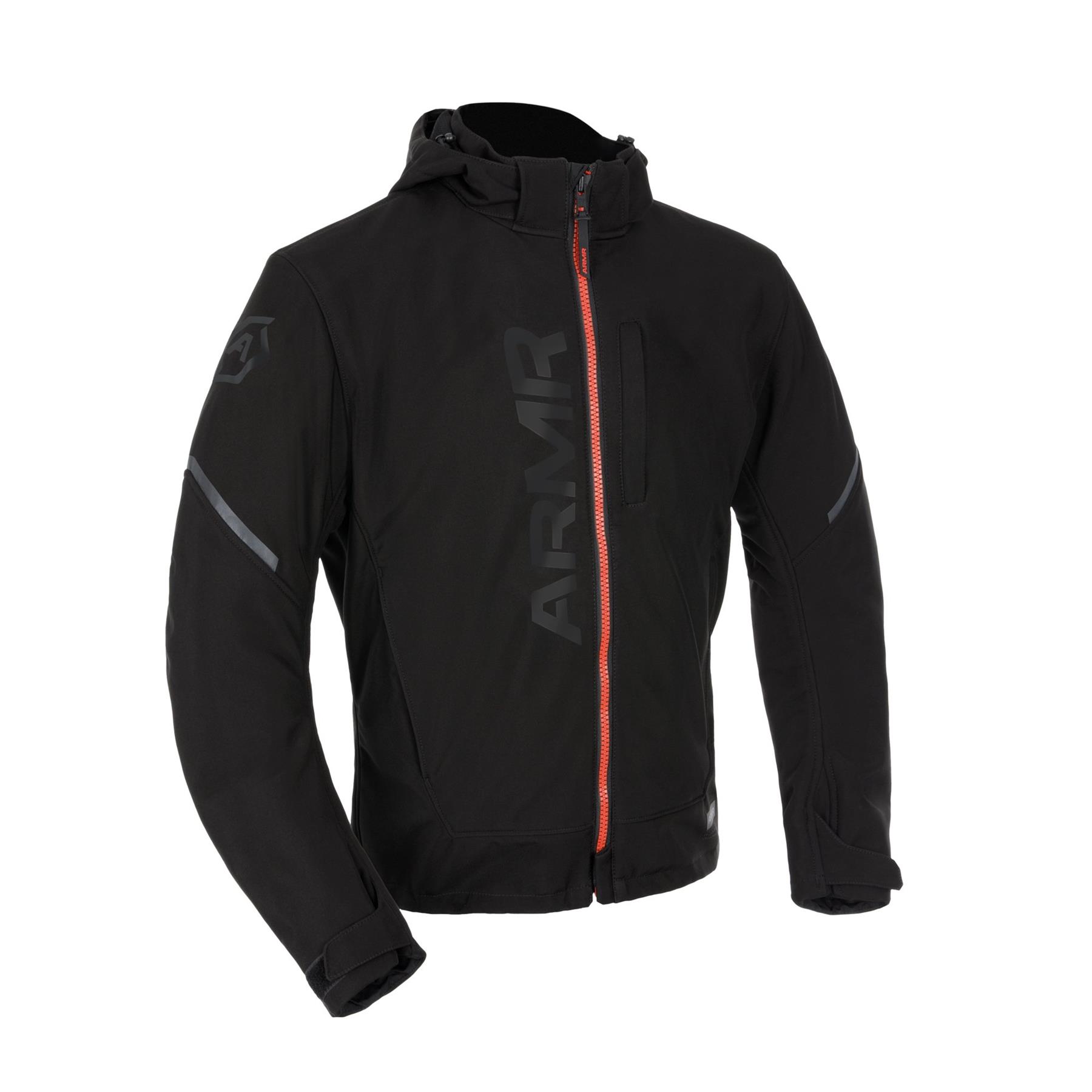 ARMR Kyoto 1.0 Men's Waterproof Motorcycle Jacket Soft Shell Moped Hoodie Black