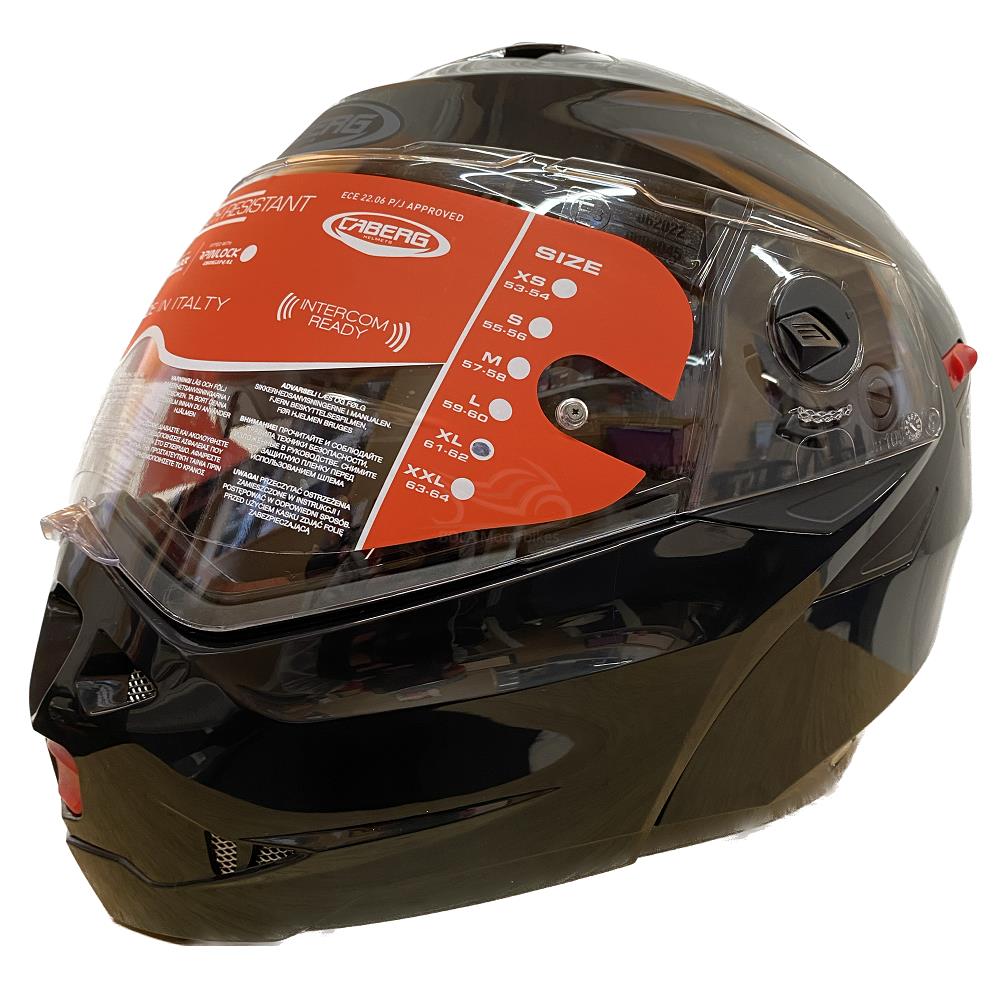 Casco de motocicleta plegable inteligente Caberg Duke X scooter modular liso negro brillante - Imagen 8 de 54