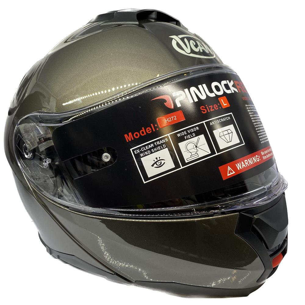 Vcan H272 Plain Flip Front Motorcycle Helmet Touring Modular Lid Black White - Picture 8 of 24