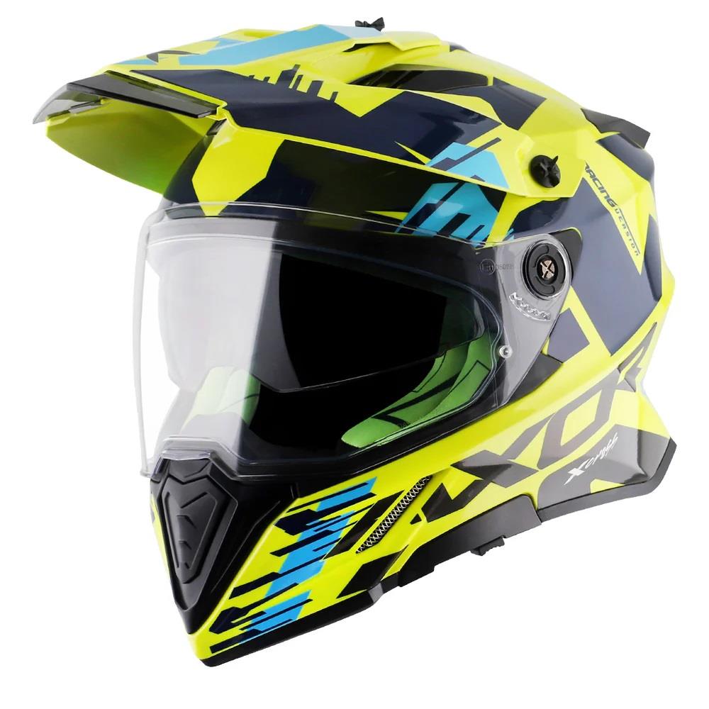 Axor X-Cross X1 Motorcycle Helmet Blue Yellow White Road Legal ECE 22.06 - Picture 12 of 20