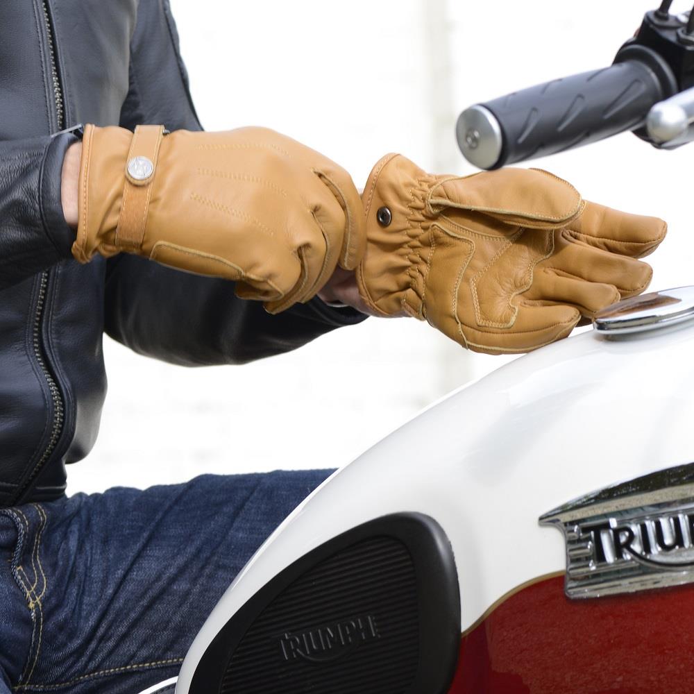 Oxford Holton Mens Short Leather Motorcycle Touring Gloves Cruiser Cafe