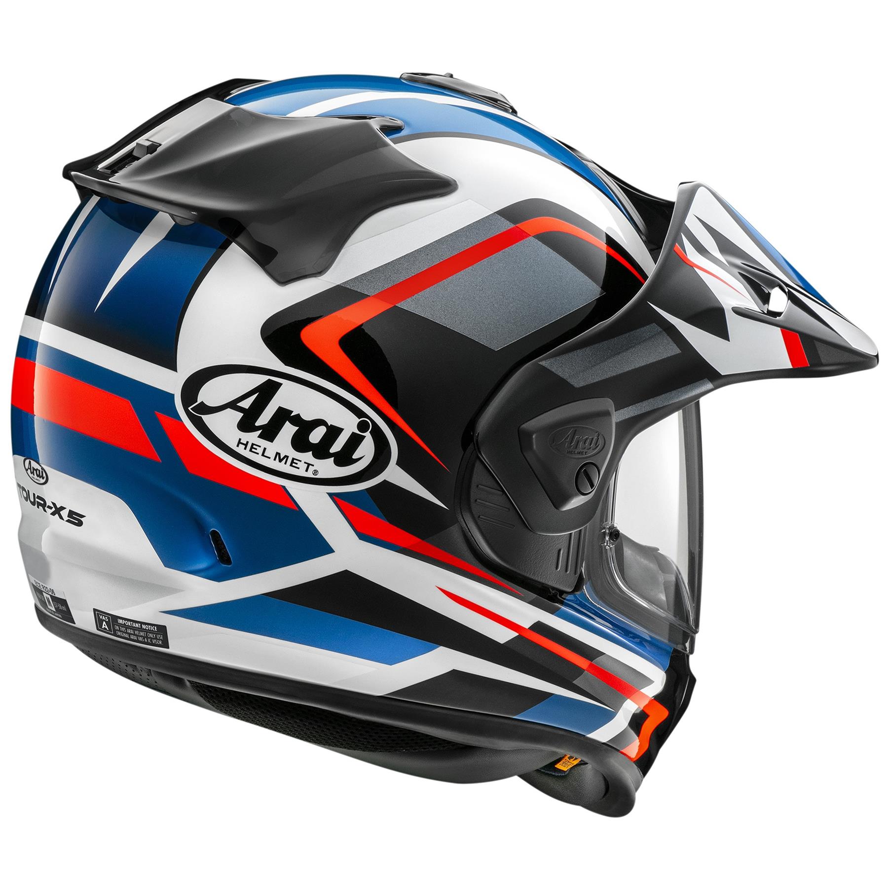 Arai Tour X5 Discovery Adventure Motorcycle Helmet Dual Sport Red Blue White - Picture 4 of 8
