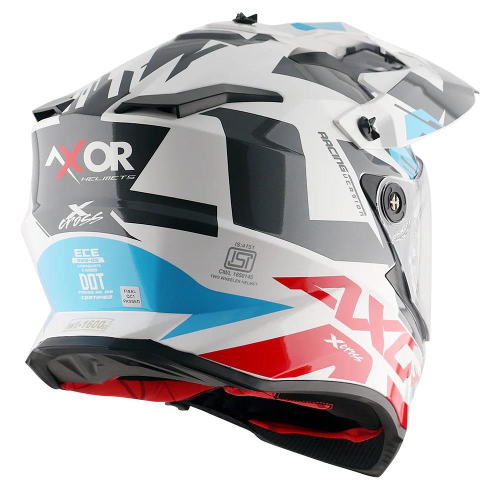 Axor X-Cross X1 Motorcycle Helmet Blue Yellow White Road Legal ECE 22.06 - Picture 7 of 20