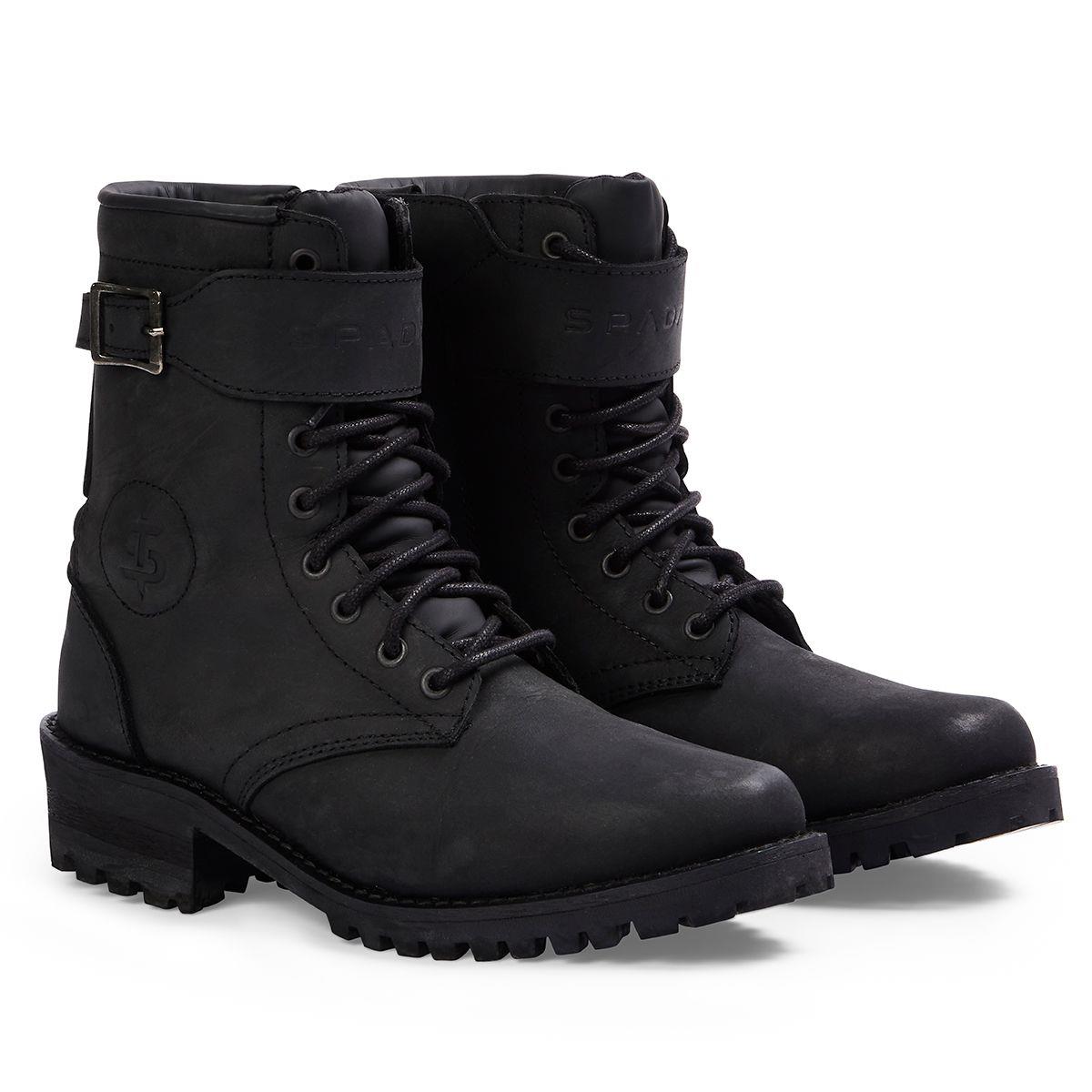 Spada Piston Women's Leather Waterproof Motorcycle Boots Motorbike Shoes Black - Picture 7 of 12