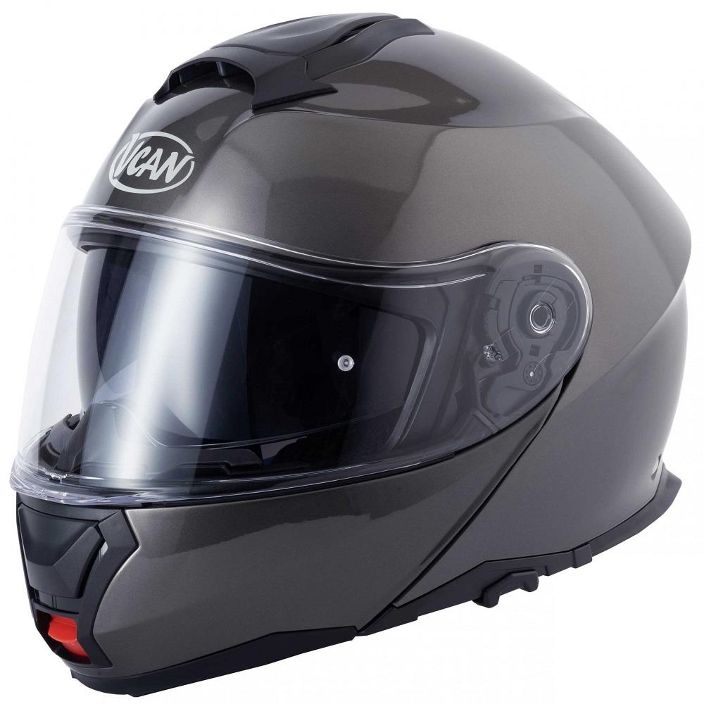 Vcan H272 Plain Flip Front Motorcycle Helmet Touring Modular Lid Black White - Picture 3 of 24