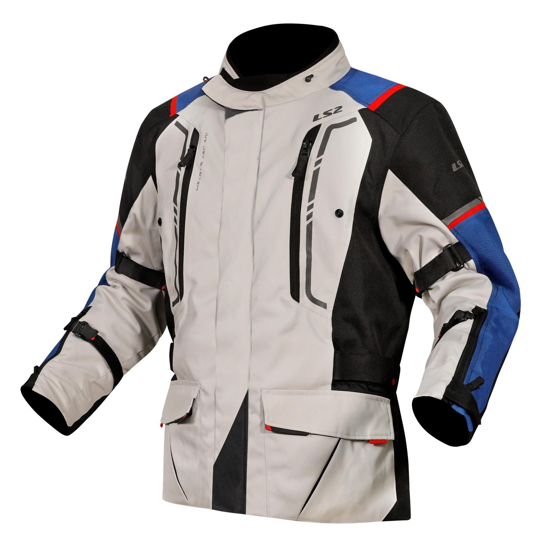 LS2 Narvik Waterproof Adventure Motorcycle Jacket Touring Bike Black Grey Blue - Picture 3 of 6