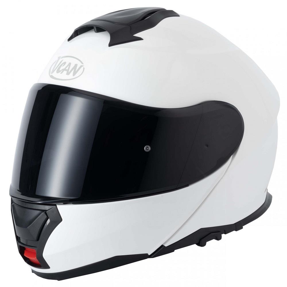 Vcan H272 Plain Flip Front Motorcycle Helmet Touring Modular Lid Black White - Picture 22 of 24