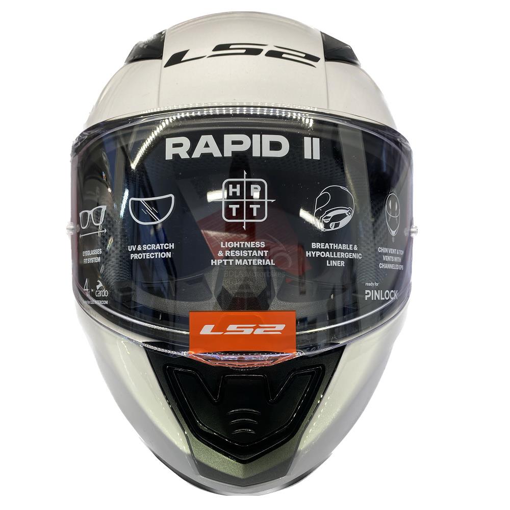 LS2 FF353 Rapid II Plain Motorcycle Helmet Full Face Moped Black White Grey - Picture 41 of 45