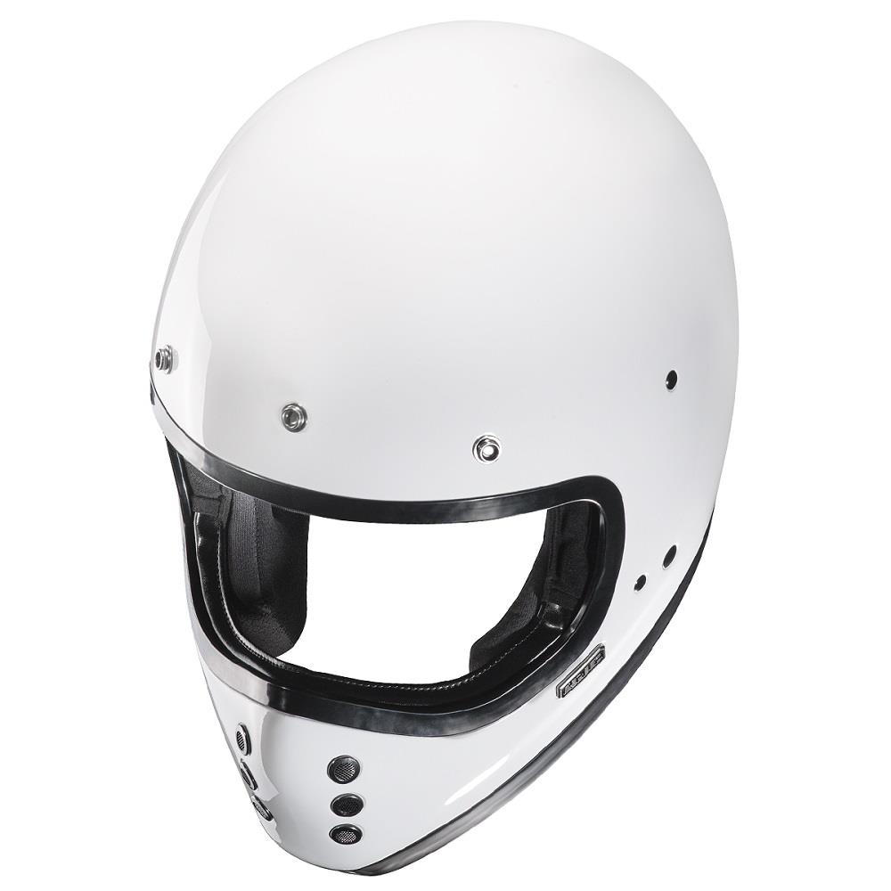 HJC V60 Vintage Motorcycle Helmet Classic Full Face Motorbike Lid Black White - Picture 17 of 18