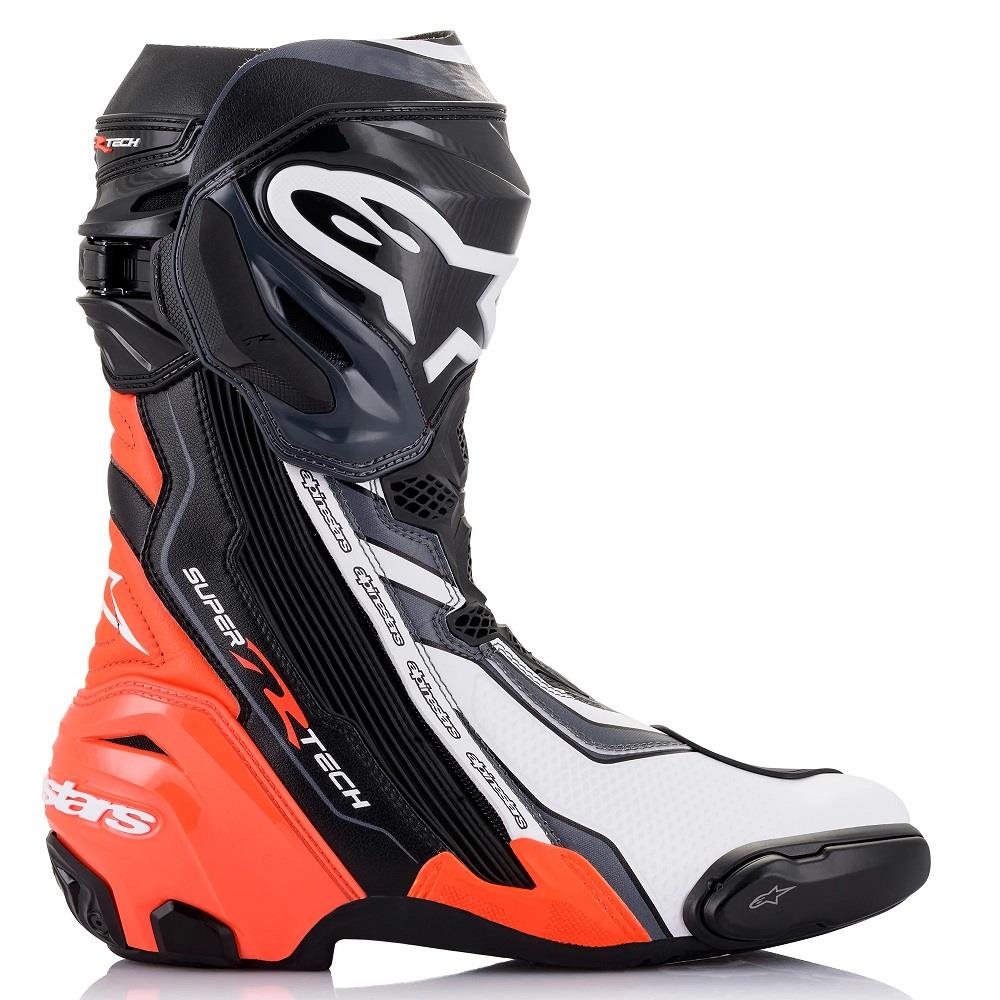 Alpinestars Supertech R Track Motorcycle Boots CE Sports Racing Black White Red - Picture 5 of 10