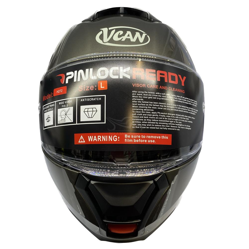 Vcan H272 Plain Flip Front Motorcycle Helmet Touring Modular Lid Black White - Picture 13 of 24
