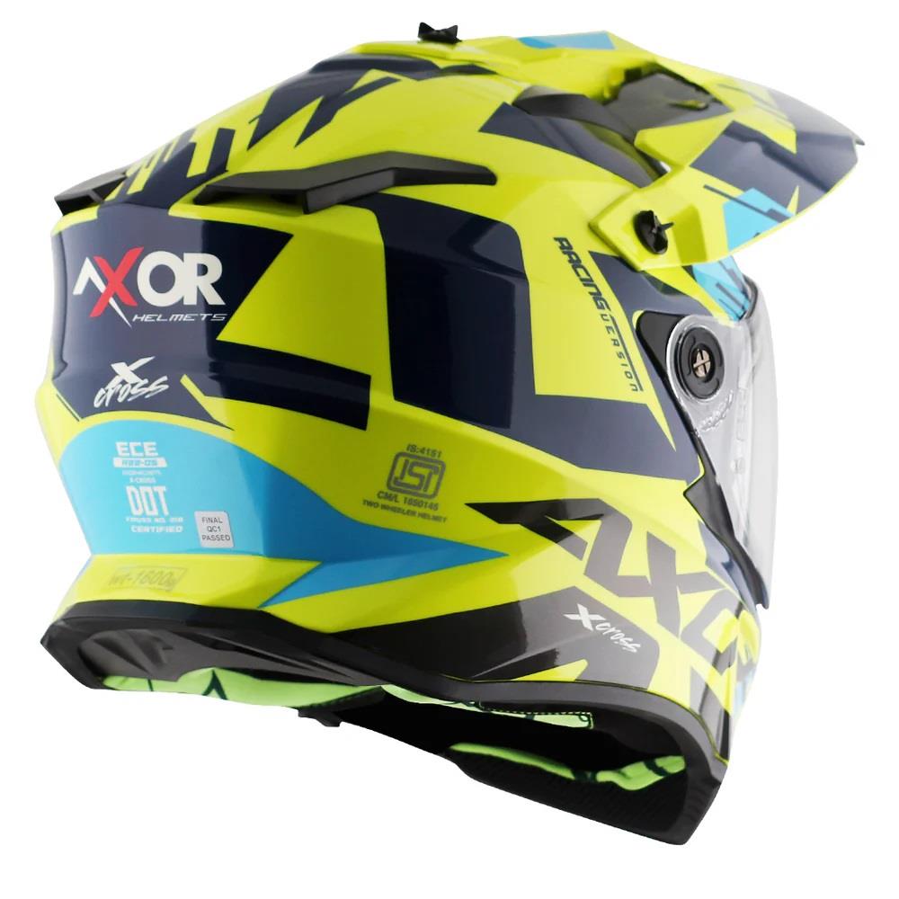 Axor X-Cross X1 Motorcycle Helmet Blue Yellow White Road Legal ECE 22.06 - Picture 16 of 20
