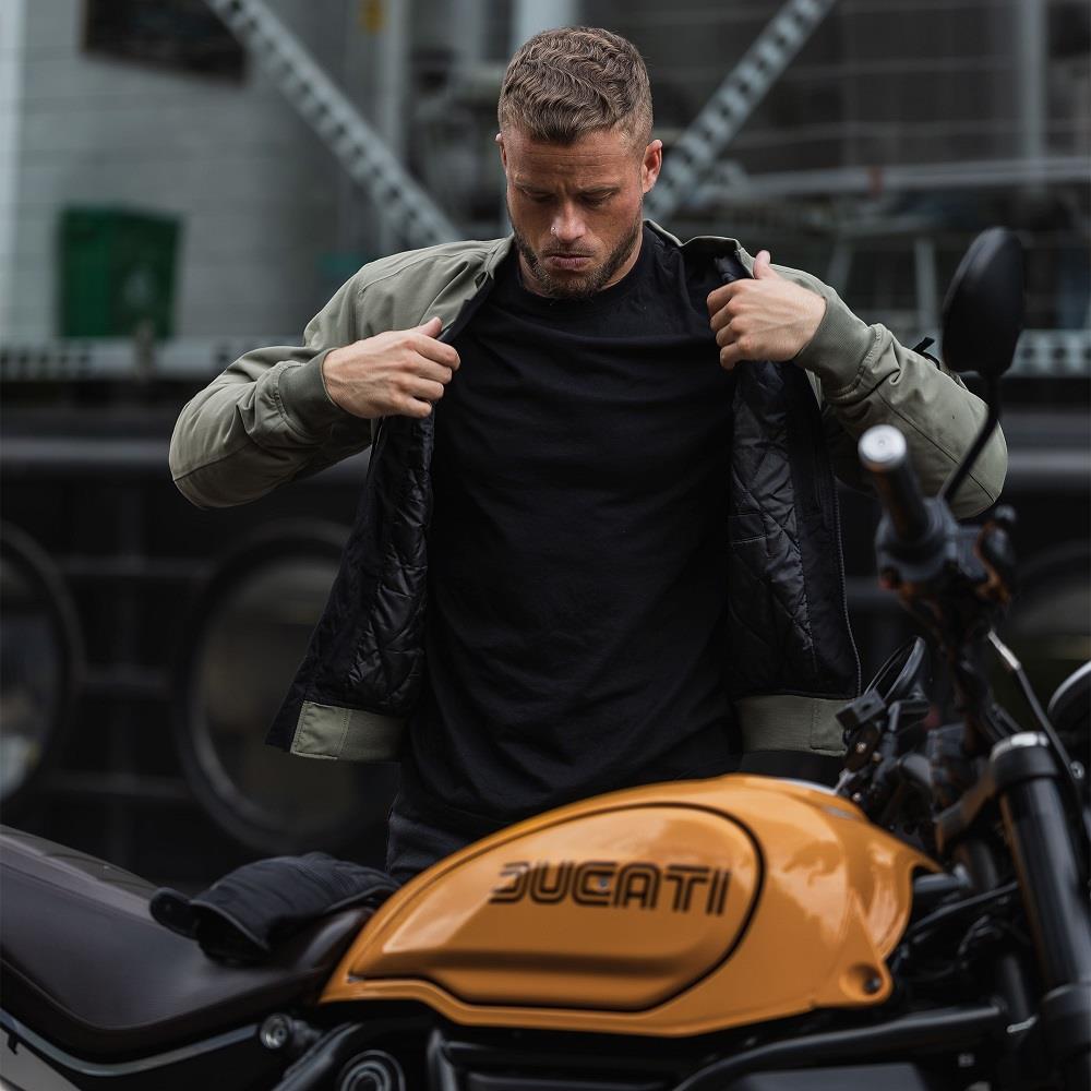 Oxford Bomber Mens Waterproof Motorcycle Scooter Jacket Laminated Black Khaki - Picture 27 of 29