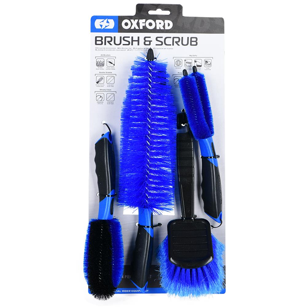 Oxford Motorcycle Brush And Scrub Set Motorbike Set Of 4 Cleaning Brushes