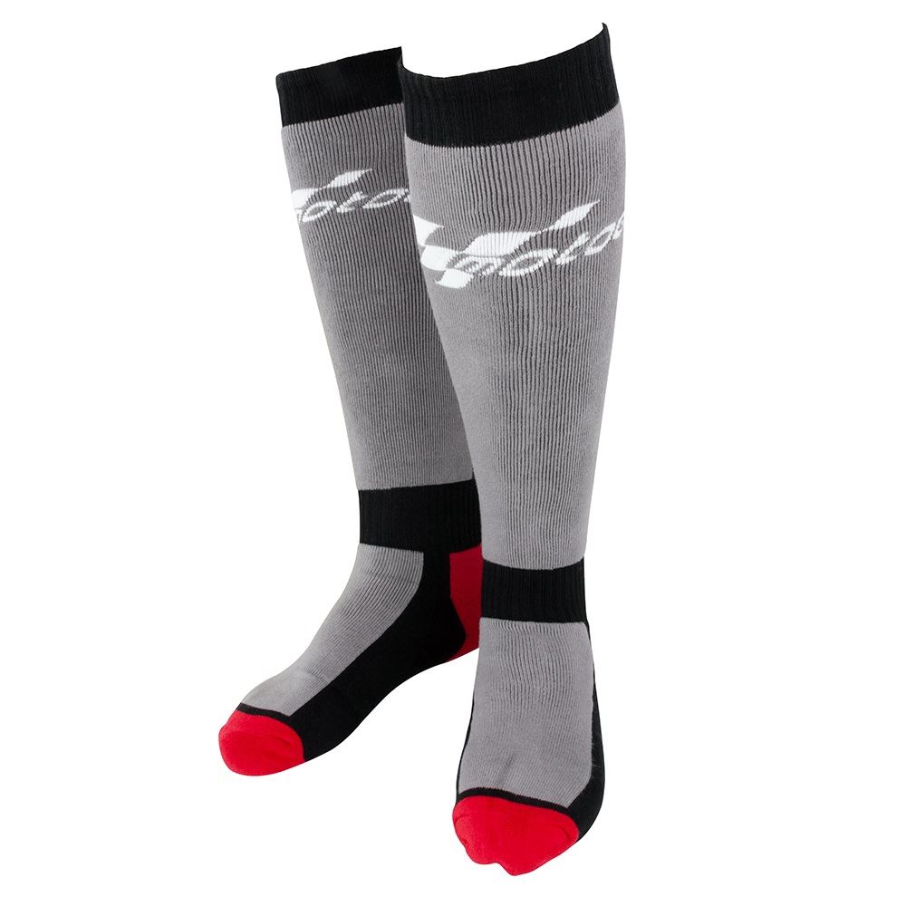 MotoGP Knee Length Motorcycle Boot Race Sock Maximum Cushioning Grey Black Red