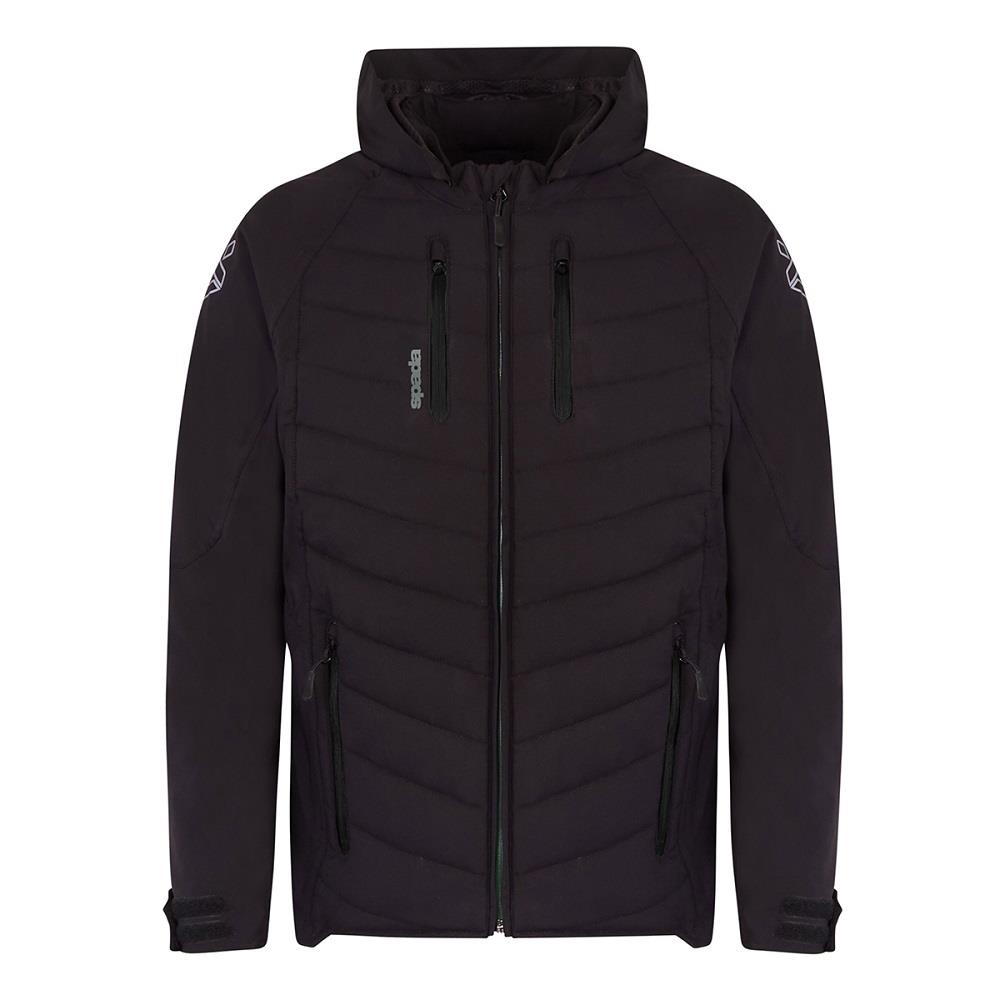 Spada Tino CE Waterproof Motorcycle Jacket Quilted Laminated Moped Hoodie Black - Picture 9 of 13