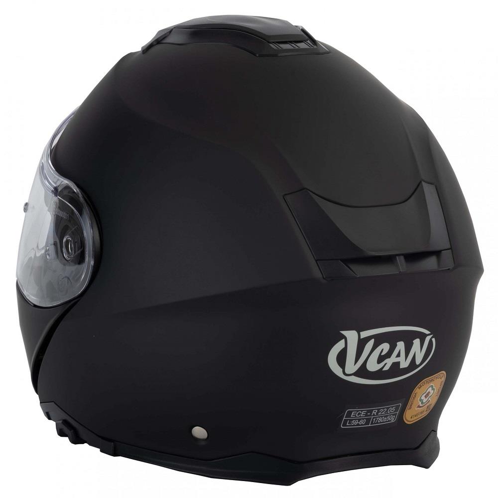 Vcan H272 Plain Flip Front Motorcycle Helmet Touring Modular Lid Black White - Picture 20 of 24