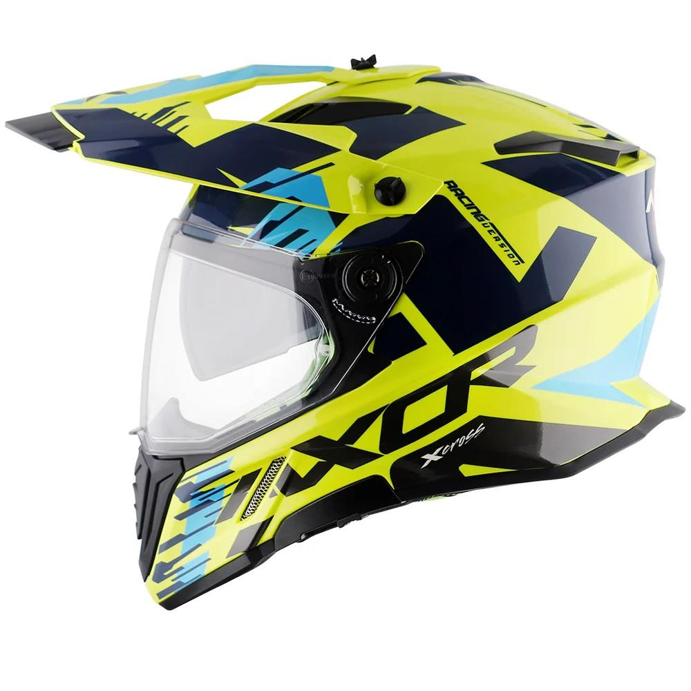 Axor X-Cross X1 Motorcycle Helmet Blue Yellow White Road Legal ECE 22.06 - Picture 13 of 20