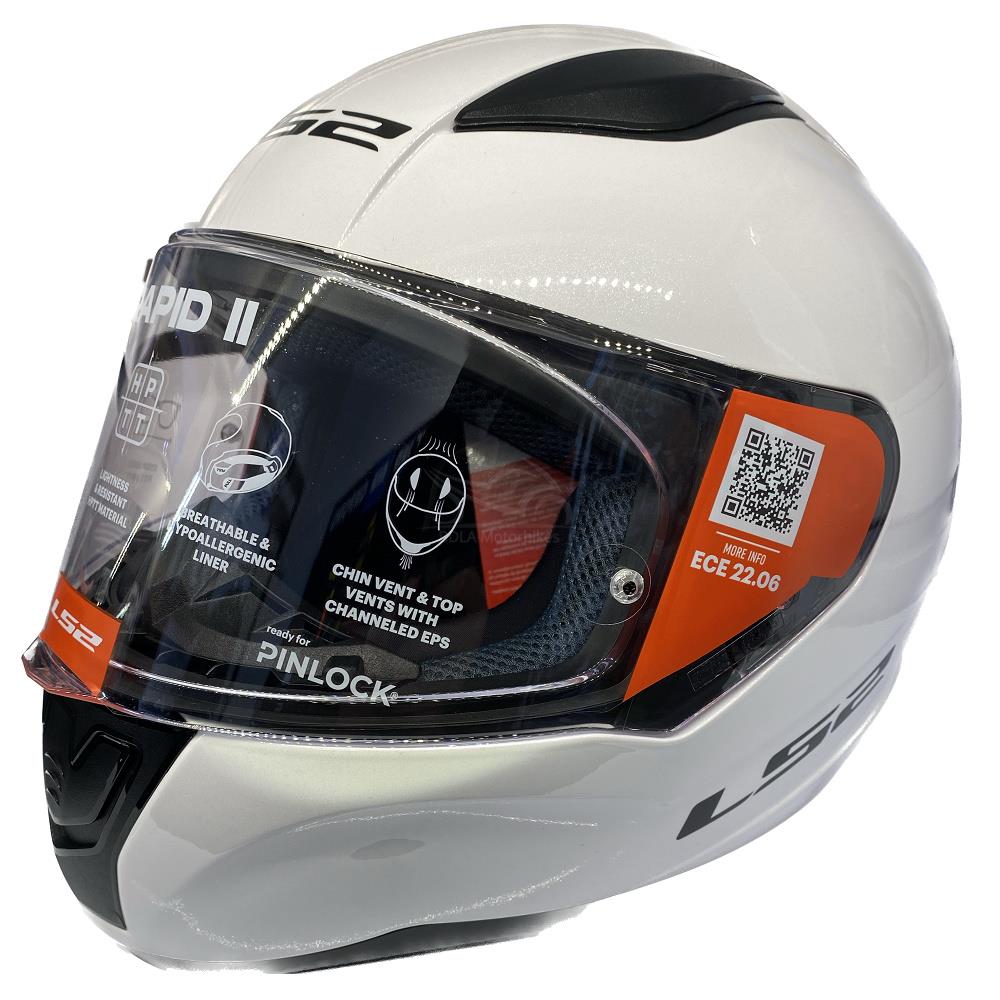 LS2 FF353 Rapid II Plain Motorcycle Helmet Full Face Moped Black White Grey - Picture 42 of 45