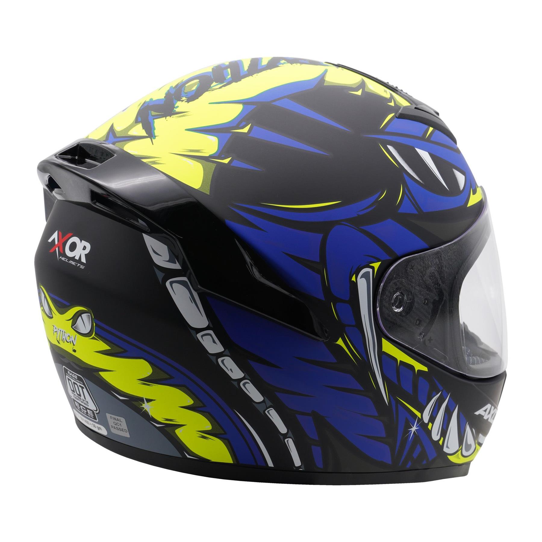 Axor Rage Python Full Face Motorcycle Helmet Scooter Moped Bike Crash Lid - Picture 17 of 26