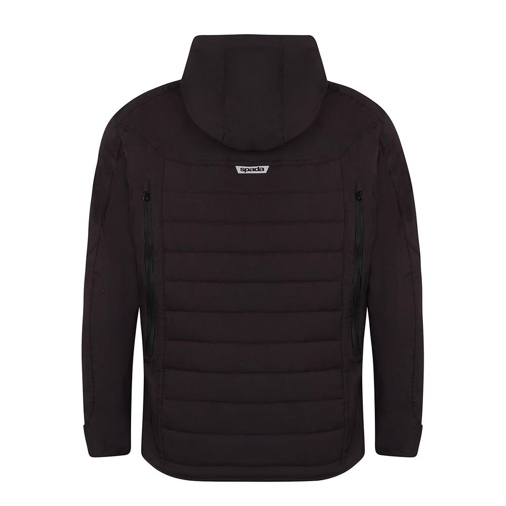 Spada Tino CE Waterproof Motorcycle Jacket Quilted Laminated Moped Hoodie Black - Picture 10 of 13
